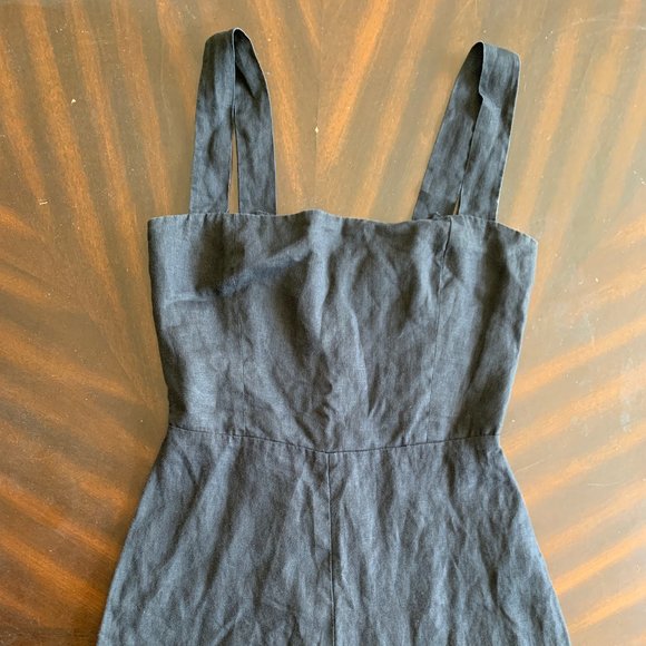 Reformation Black Linen Lunna Jumpsuit Size 6 - Picture 6 of 12